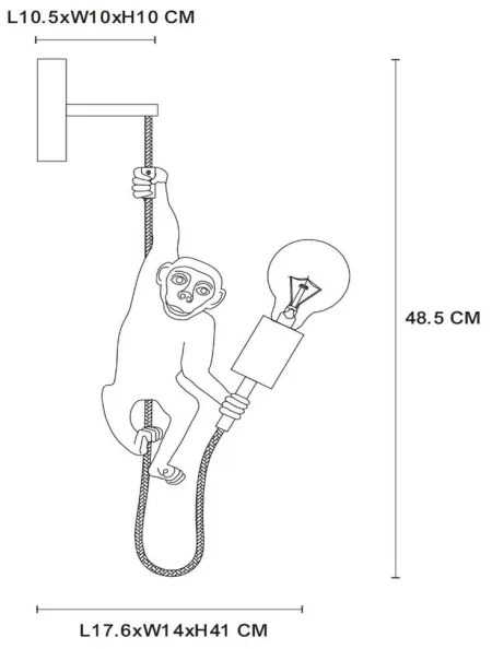 Lucide 10202/01/30 - Nástenné svietidlo EXTRAVAGANZA CHIMP 1xE27/60W/230V