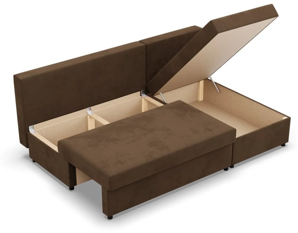 Rohová rozkladacia sedacia súprava DELI Hnedá/hnedá I