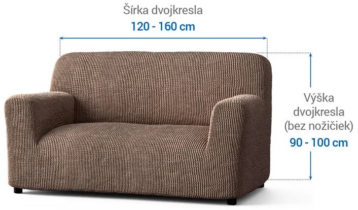 Bielastické poťahy COSTINA oriešková dvojkreslo (š. 120 - 160 cm)