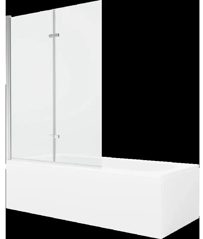 Mexen Vega obdĺžniková vaňa 160 x 70 cm s obkladom a 2-krídlovou zástenou 120 cm, Transparentné, Chrómová - 550116070X9212020100