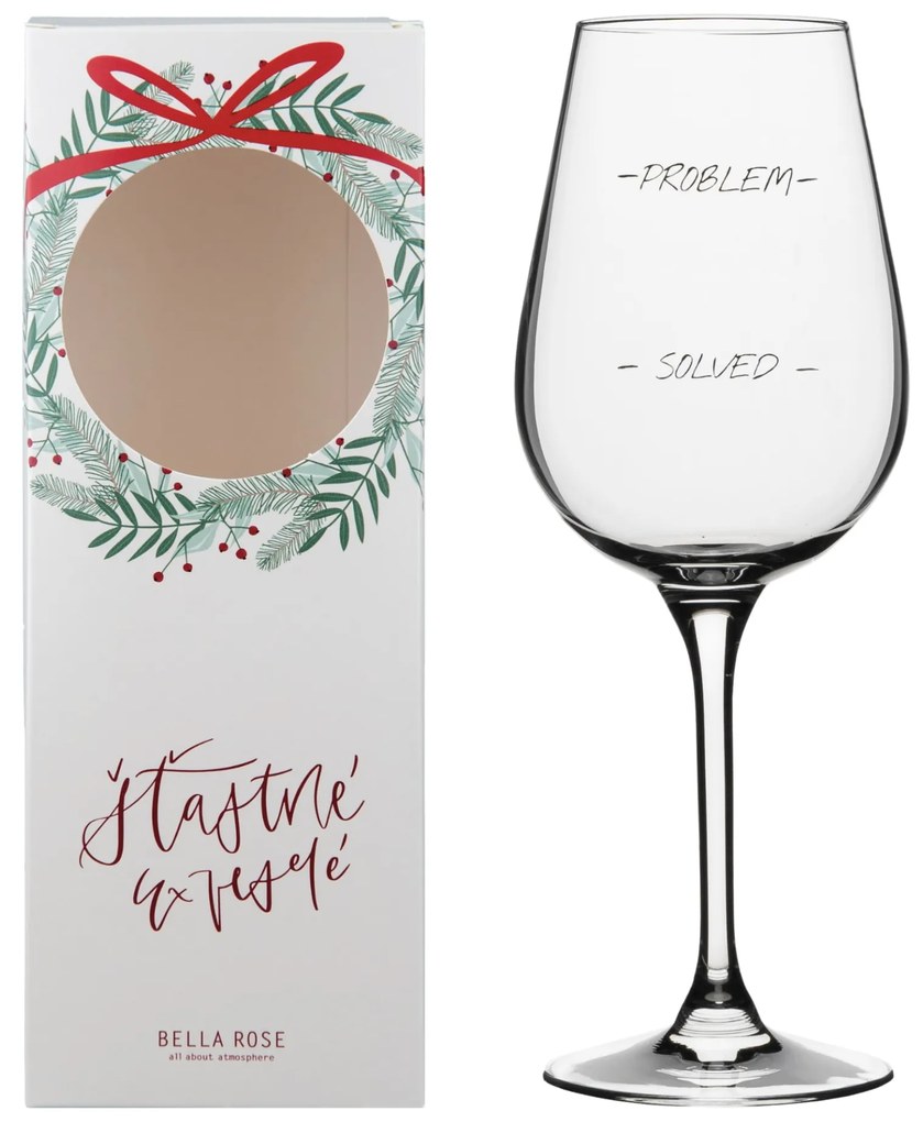Bella Rose Pohár na víno Problem Solved + vianočná krabička