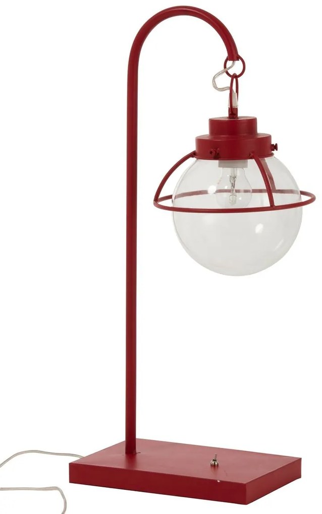 Červená kovová stolná retro lampa s patinou Ball Hang - 33*23*70 cm
