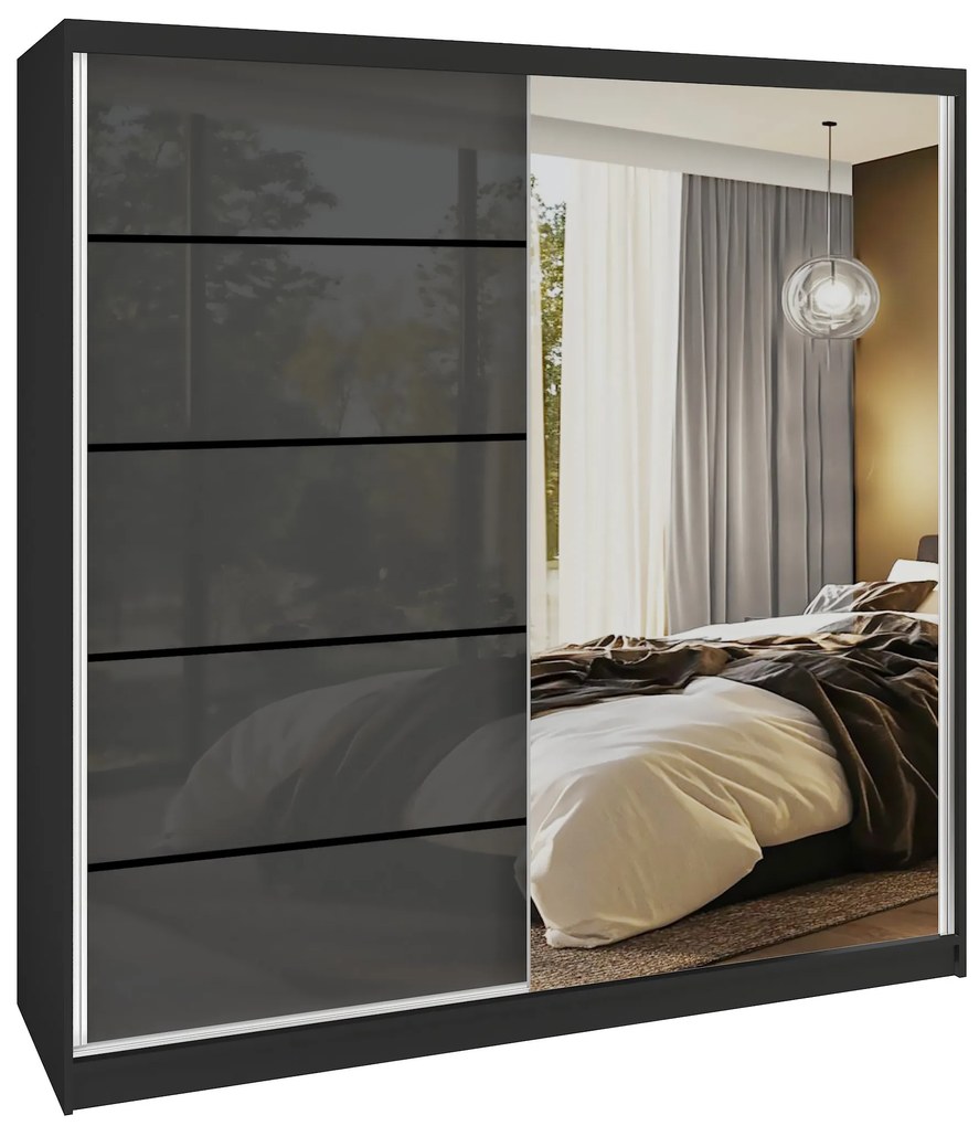 Šatníková skriňa SERENITY 200 cm šedý lesk MGB SERENITY SZP5/0/B/S/0/HIAL