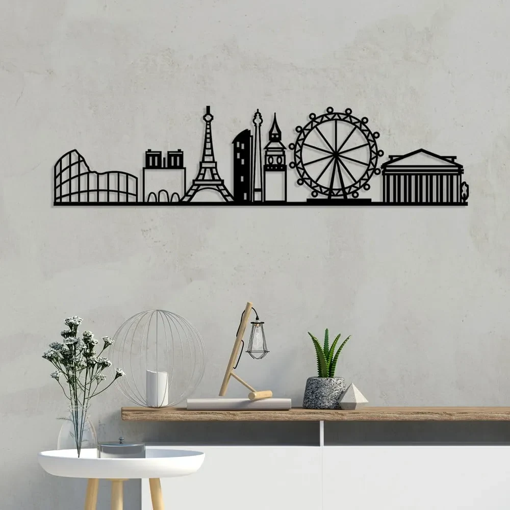 Kovová nástenná dekorácia 120x29 cm Cities - Wallity