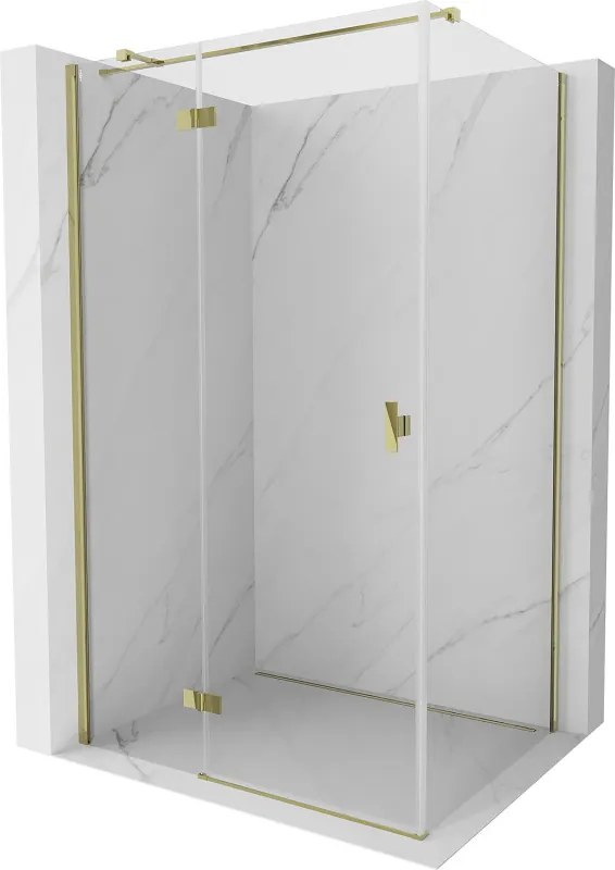 Mexen, Mexen Mist H T sklápací sprchový kút ľavý 75 x 85 cm, transparentný, zlatý - 8A5T-075-085-50-00-L