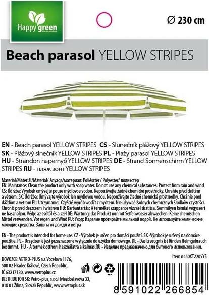 Slunečník VTP 50XT2205YS plážový 230 cm, green-yellow