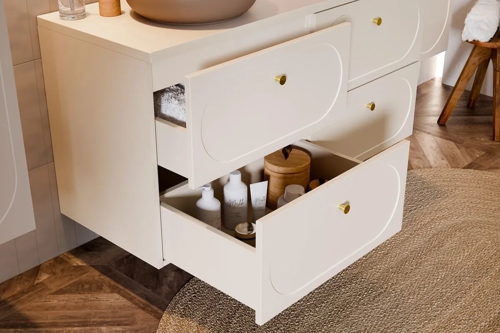 Závěsná skříňka Donna s umyvadly 120 cm písková