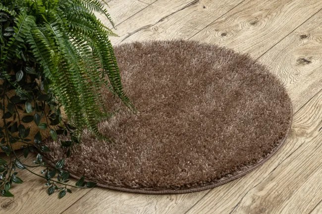 Kúpeľňový koberček SYNERGY glamour / lurex, hnedý kruh