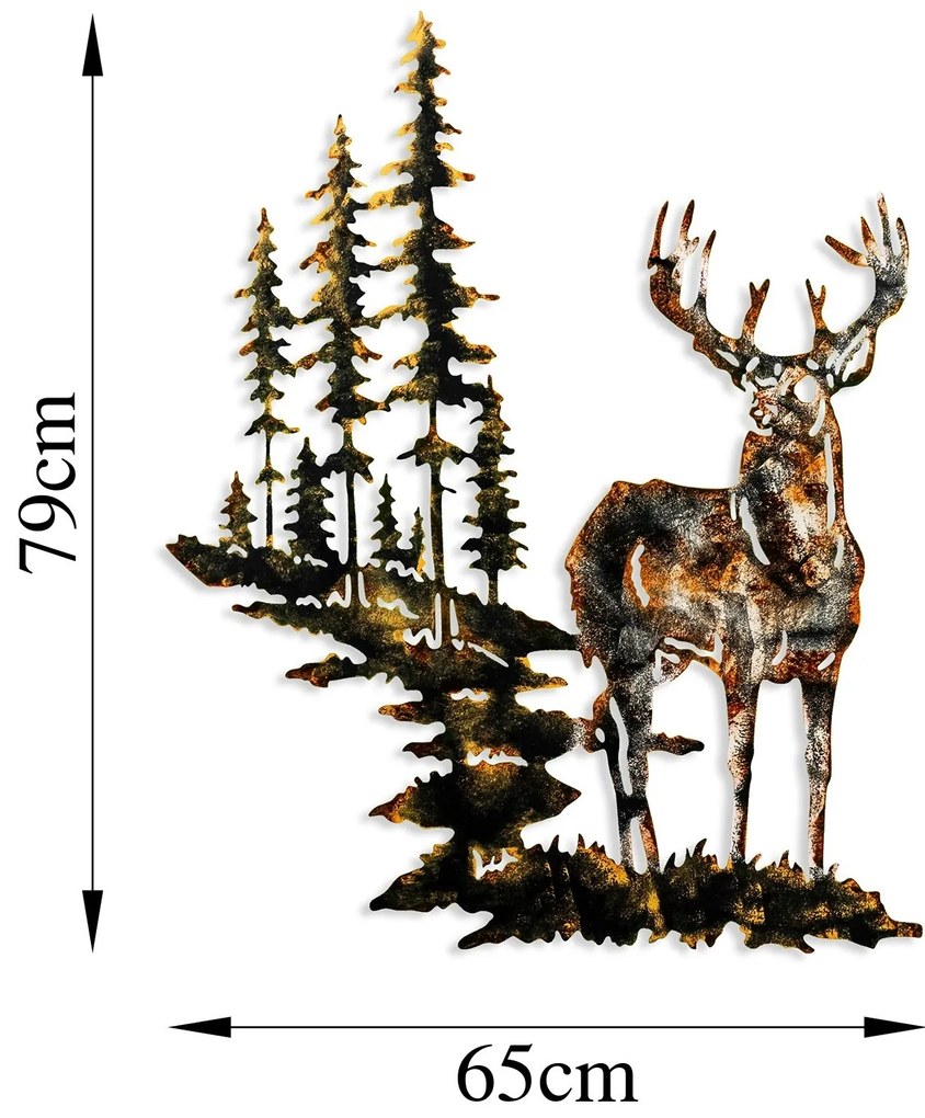 Nástenná kovová dekorácia Jeleň 3 viacfarebná
