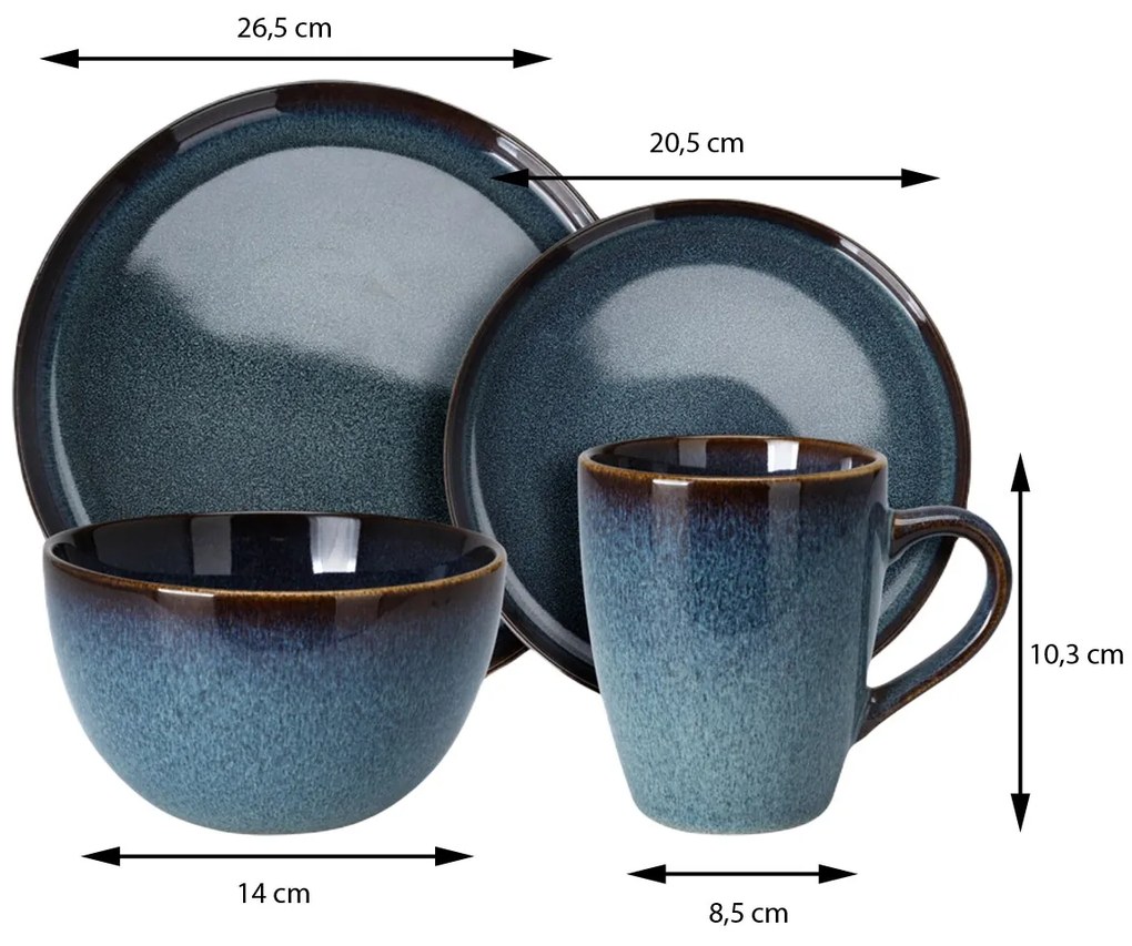 Kameninová jedálenská súprava Navy sada 16ks