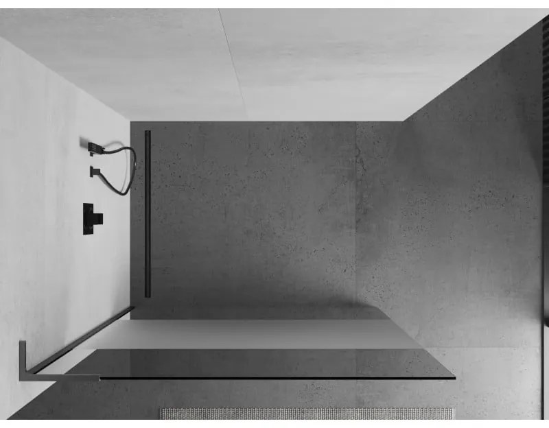 Mexen Kioto L, sprchová zástena Walk-In 80 x 200 cm, 8mm číre sklo-námraza, grafitový profil, 800-080-103-66-35