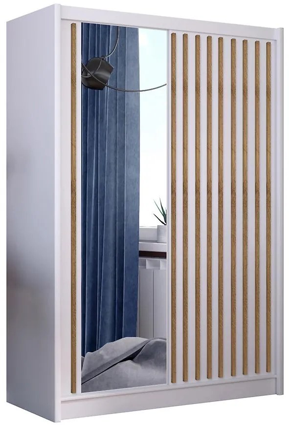 Skriňa Ladder 150 biela/lamely dub craft