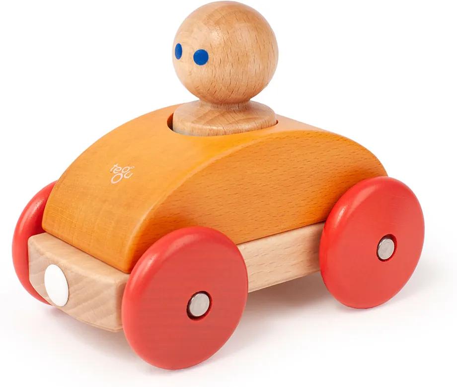 Tegu Magnetická hračka autíčko Pretekár oranžové