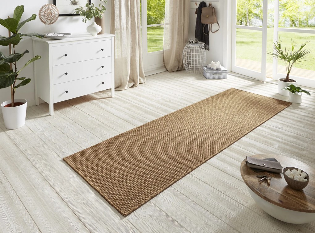 BT Carpet - Hanse Home koberce Behúň Nature 104272 Brown – na von aj na doma - 80x350 cm