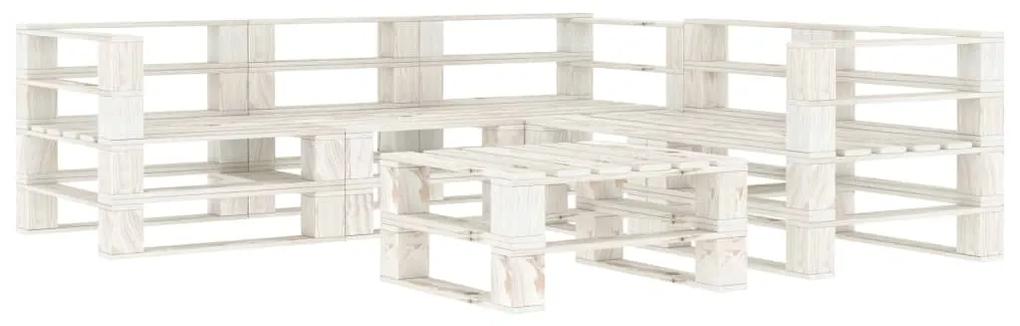 6-dielna záhradná sedacia súprava paletové drevo biela