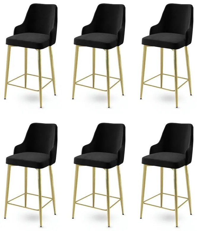 Sada barových stoličiek Enox Black and Gold, 6 ks