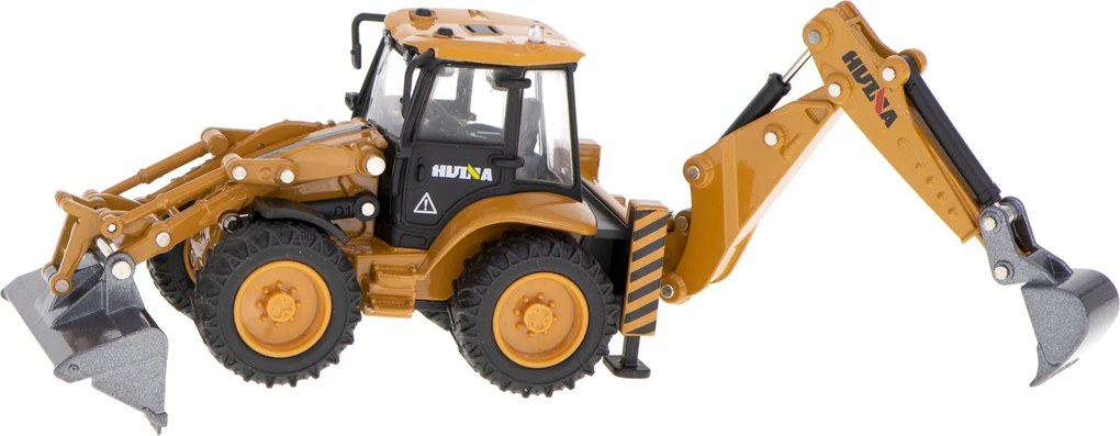 KIK Kovové rýpadlo-nakladač H-TOYS 1:50 – Die-cast bager s pohyblivou lyžicou, gumové kolesá