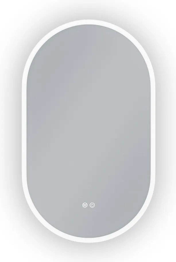 Erga Demi, oválne LED zrkadlo 60x100cm, 3 farby svetla, predné osvetlenie, vyhrievacia podložka proti zapareniu, ERG-V01-Demi-6010-CL