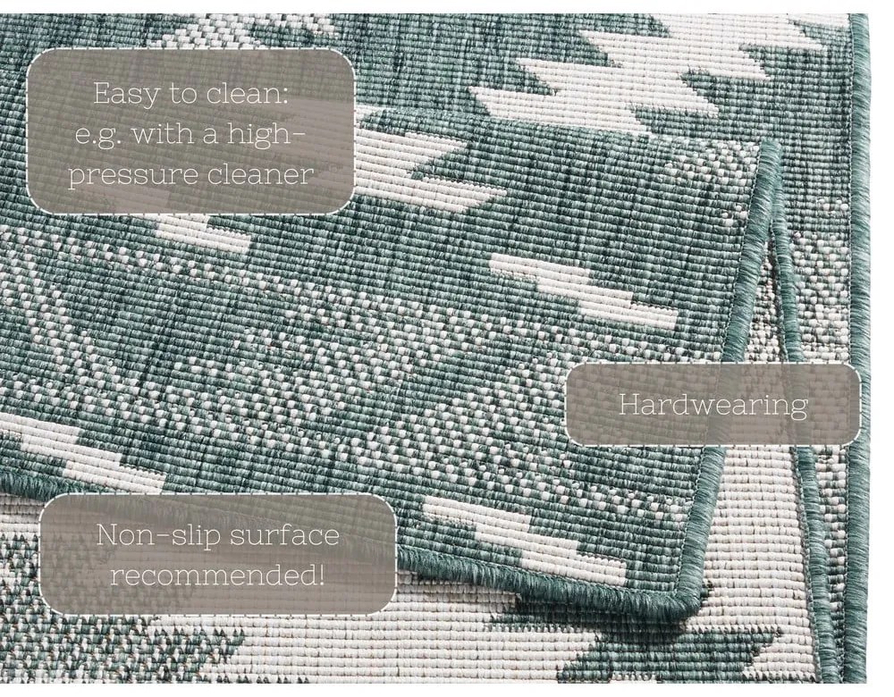 Zeleno-krémový vonkajší koberec NORTHRUGS Malibu, 250 x 80 cm