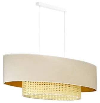 Duolla - Luster na lanku DOUBLE OVAL RATTAN 2xE27/15W/230V krémová/ratan