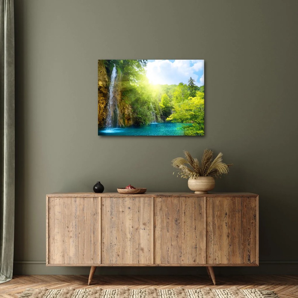 Obraz - vodopády v pralese (70x50 cm)