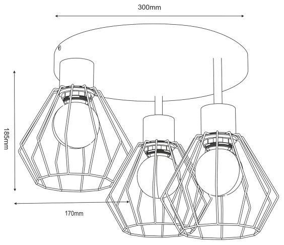 Stropné svietidlo PARKLA 3xE27/15W/230V čierna/zlatá