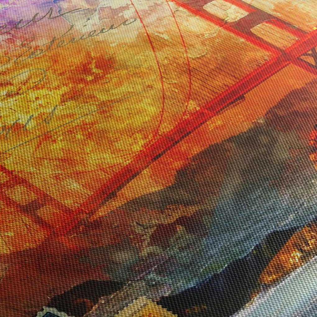 Obraz - Golden Gate, San Francisco, Kalifornia (s hodinami) (90x30 cm)