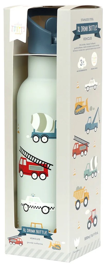 A Little Lovely Company - antikorová fľaša na pitie, 500 ml - vozidlá