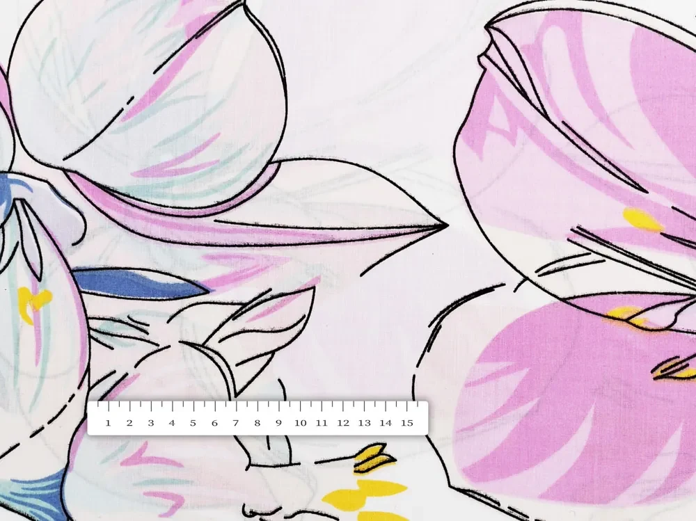 Biante Bavlnená obliečka na vankúš s lemom Sandra SA-394 Veľké akvarelové kvety 30 x 50 cm