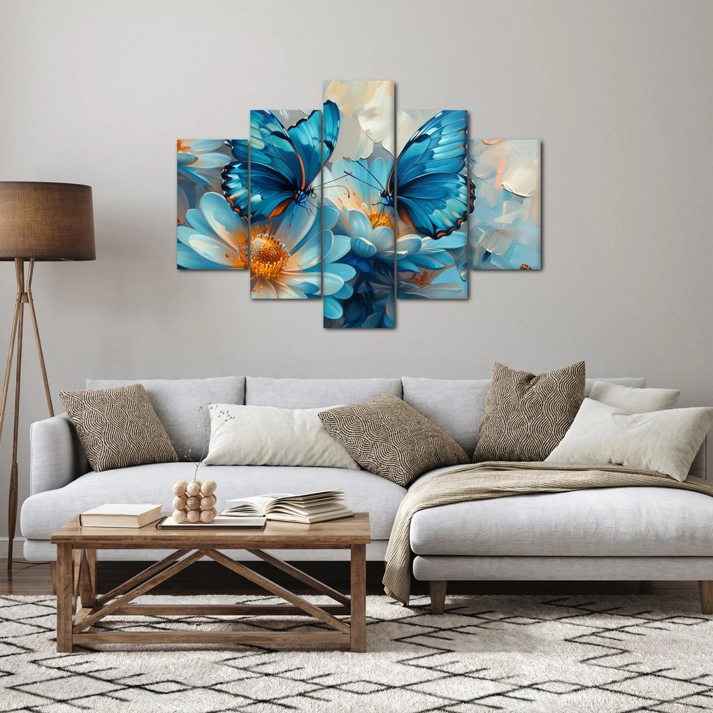 Obraz - Modrí motýle (150x105 cm)