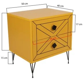 Nočný stolík LUNA 55x50 cm žltá