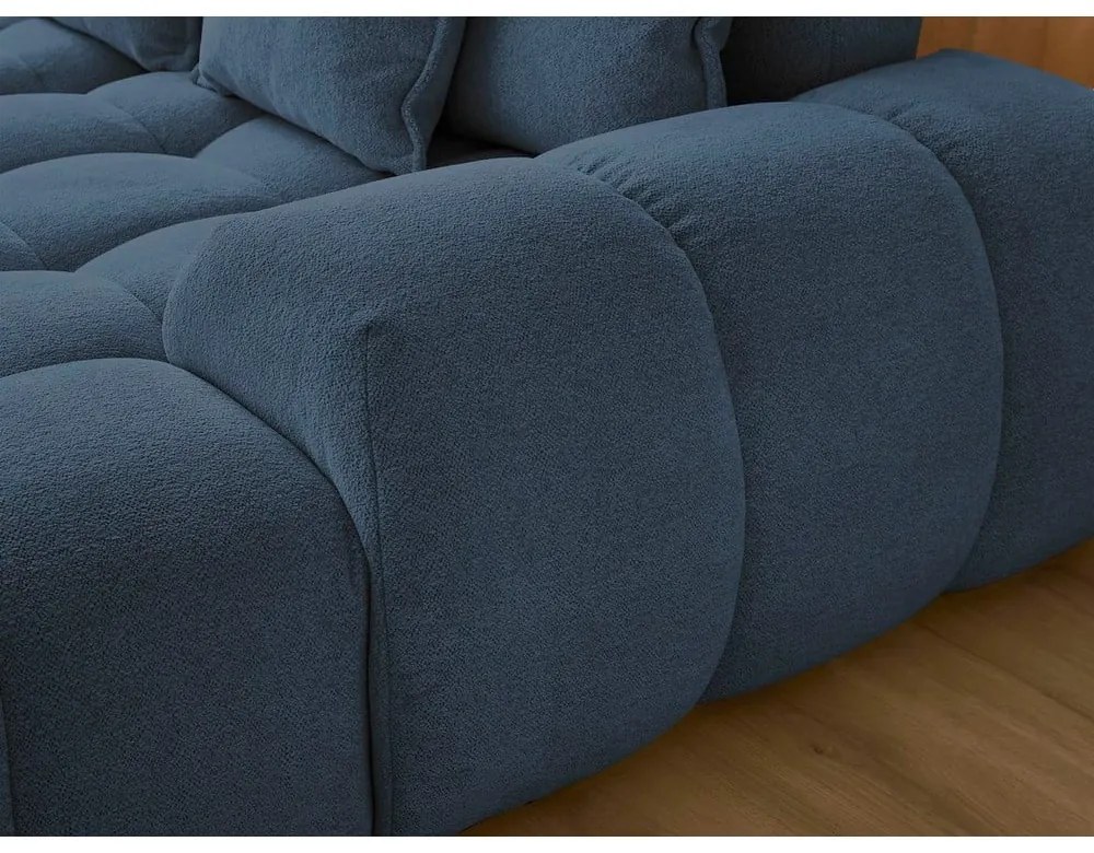 Tmavomodrá ženilková rozkladacia/s úložným priestorom rohová pohovka (ľavý roh/do tvaru "U") Everest – Bobochic Paris