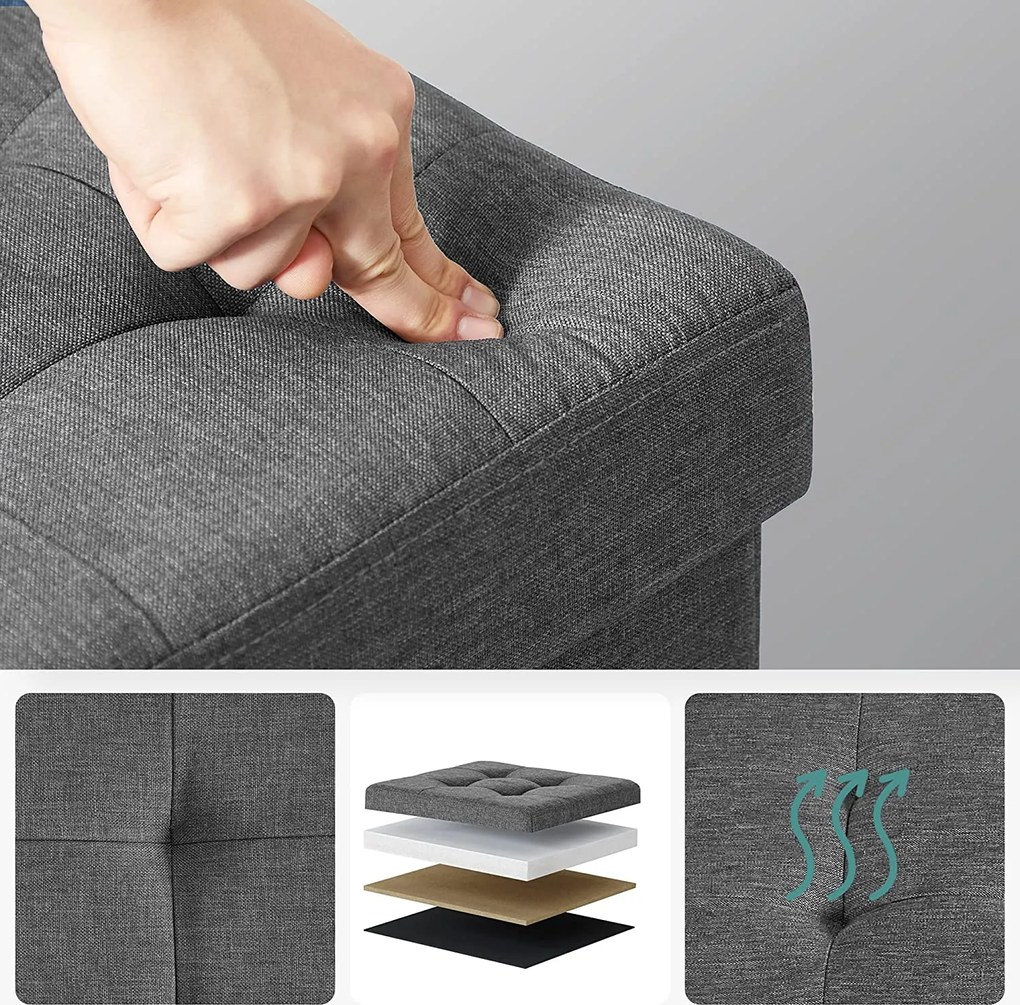 Taburetka 40 L, skladací úložný box, nosnosť 300 kg, 38 x 38 x 38 cm, tmavosivá