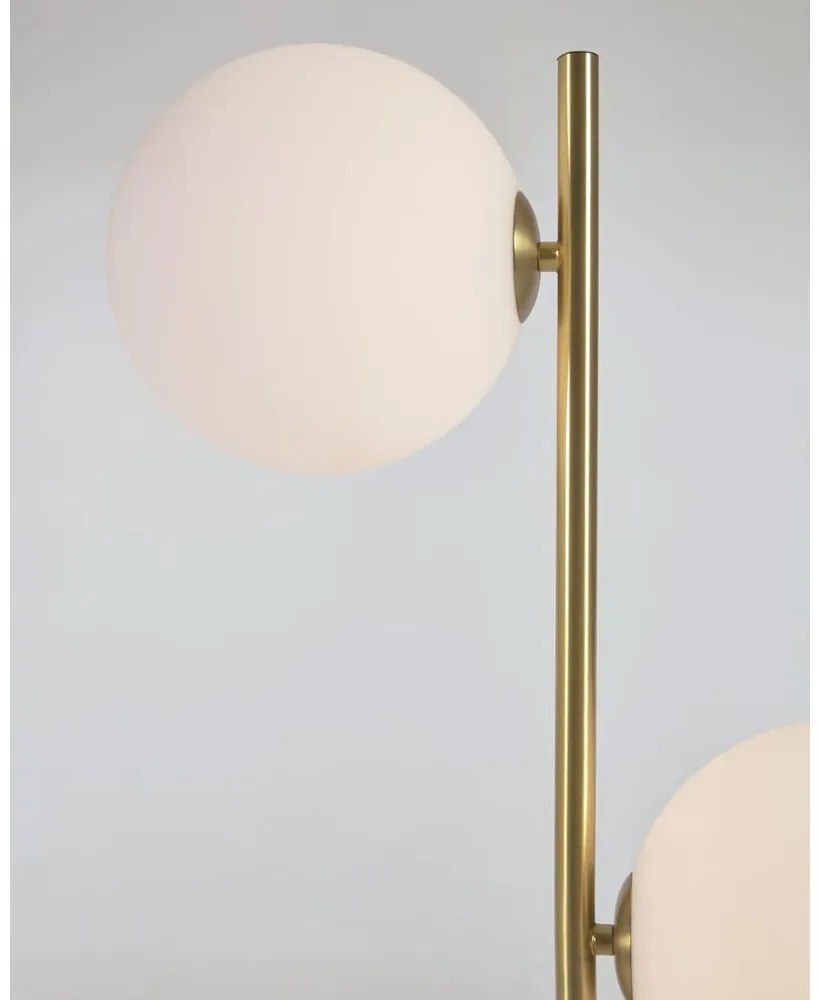 Stojacia lampa v zeleno-zlatej farbe so skleneným tienidlom (výška 161 cm) Lonela - Kave Home
