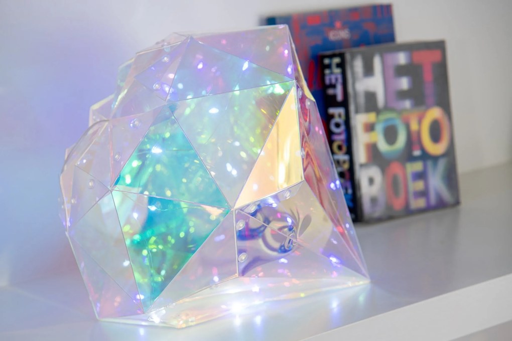 Kúzelná LED dekorácia v tvare diamantu Dúhová strieborná J-line – 25*25*30 cm