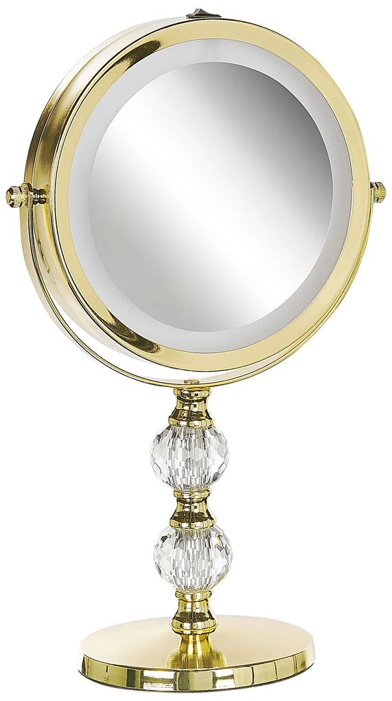 LED Makeup zrkadlo ø 18 cm CLAIRA zlaté Beliani
