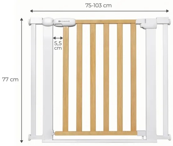 KINDERKRAFT - Bezpečnostná zábrana LOCK&amp;GO 75-103 cm borovica