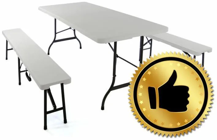 Garthen 341 Skladací záhradný stôl 183 cm + 2 lavice