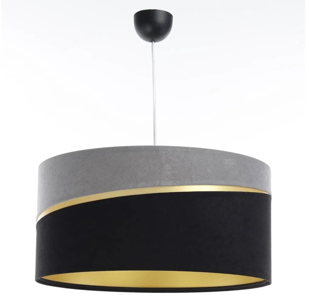 Luster na lanku SWING 1xE27/60W/230V čierna/šedá/zlatá