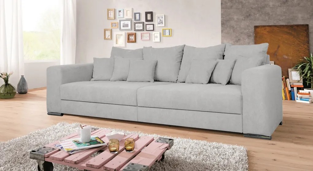 Široká pohovka Rosa, svetlo šedá látka