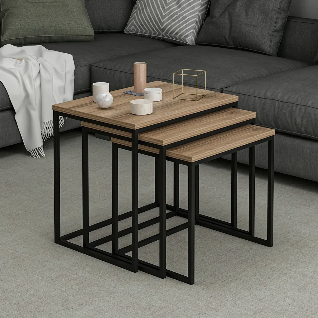 Skladací stôl Evia Walnut, 3 ks