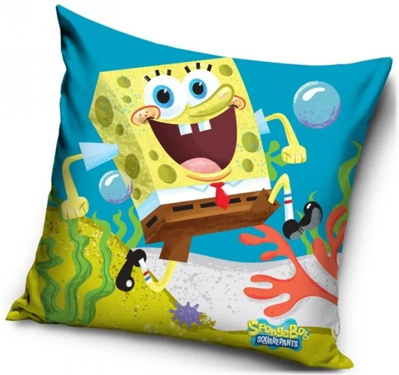 Vankúš veselý Spongebob - 40 x 40 cm