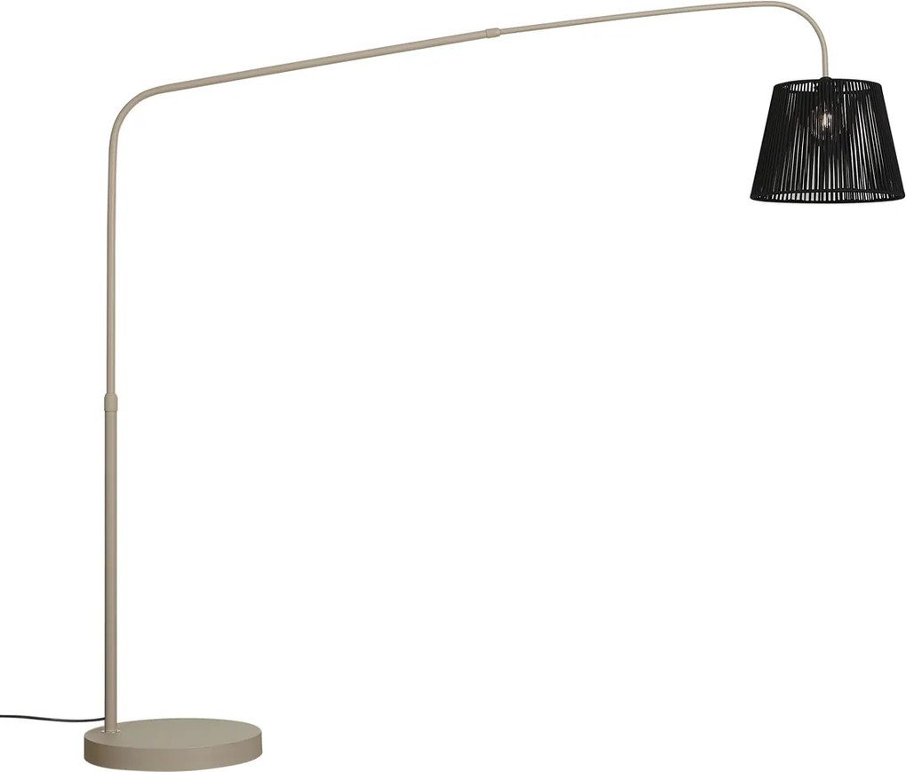 Japandi vonkajšia stojaca lampa béžová s čiernym lanovým tienidlom IP44 - Arc Jayla