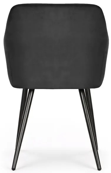 Sada dvoch jedálenských stoličiek ESTELLE zamatové, čierne / čierne nohy (2 ks)