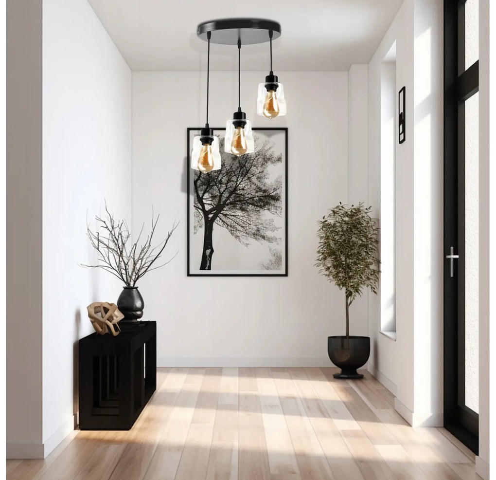 BERGE LED stropné svietidlo 3xE27, rolovací, priehľadný štvorec
