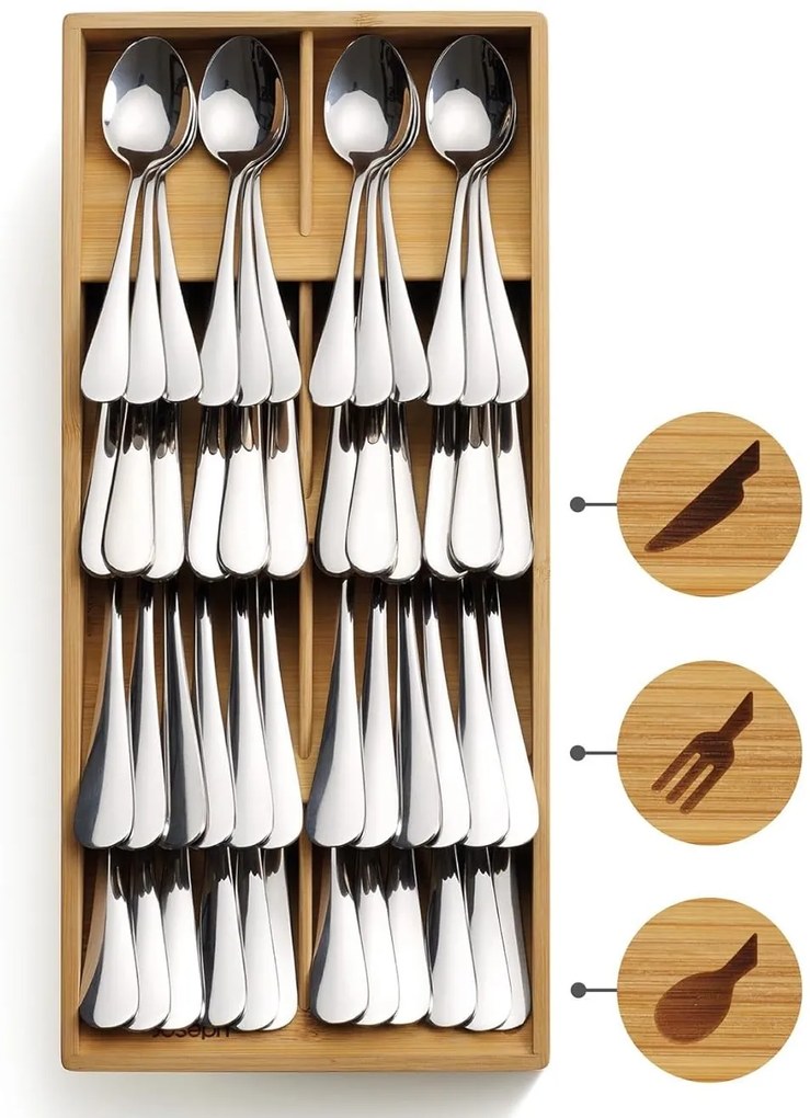 Organizér na príbory, príborník JOSEPH, 50 % úspora miesta, bambus 38 x 17,5 x 6 cm