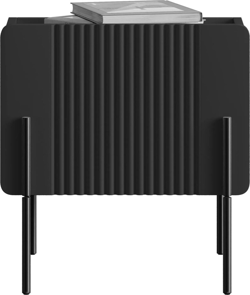 Nočný stolík Malmi 45 cm - čierny mat / čierna