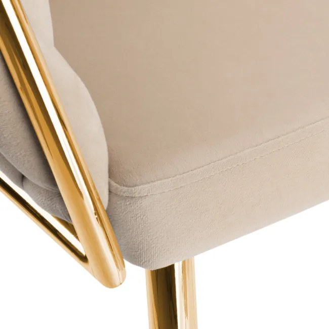 Jedálenská stolička COFTON zamatová, zlatá / béžová