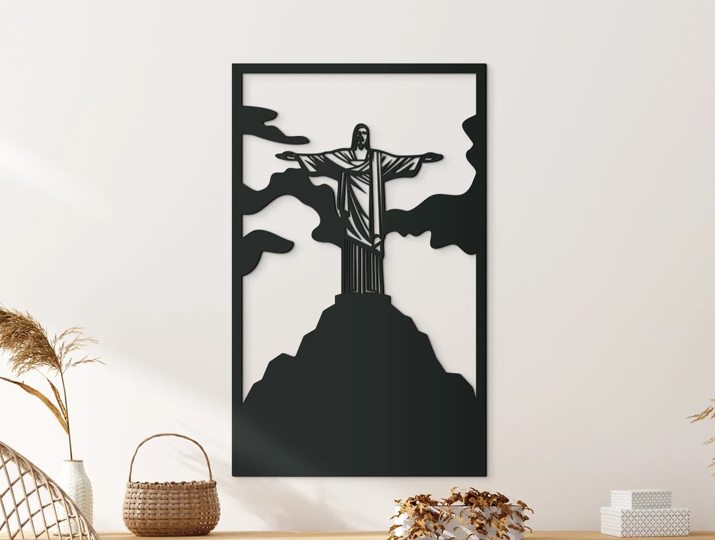 drevko Obraz Socha Krista Spasiteľa, Rio de Janeiro Rozmer obrazu: 65 x 39,5 cm, Farba dekorácie: Čierna