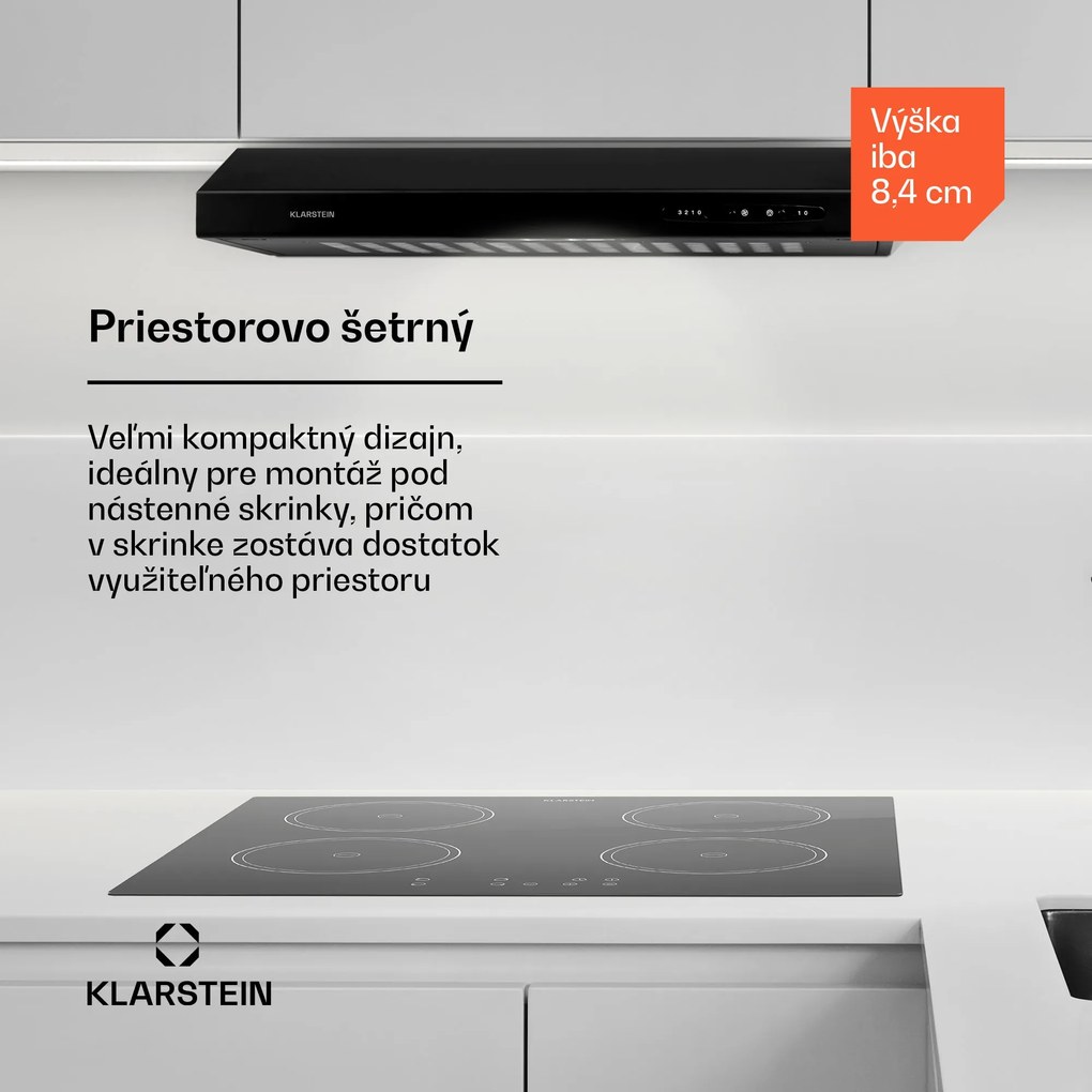 Klarstein UW60BL, digestor, 60 cm, podskrinkový, 317 m³/h, čierny